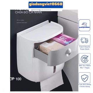 Kệ để giấy nhà WC/Hộp đựng Giấy Vệ Sinh ECOCO Nhựa ABS Cao Cấp ,kích thước 20 x 20 x 12.5cm,Màu sắc: Trắng - Đen
