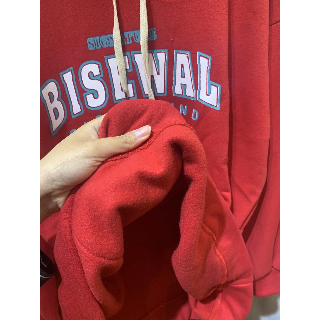 Áo hoodie đỏ BISEWAL form rộng chất dày dặn Mitstore