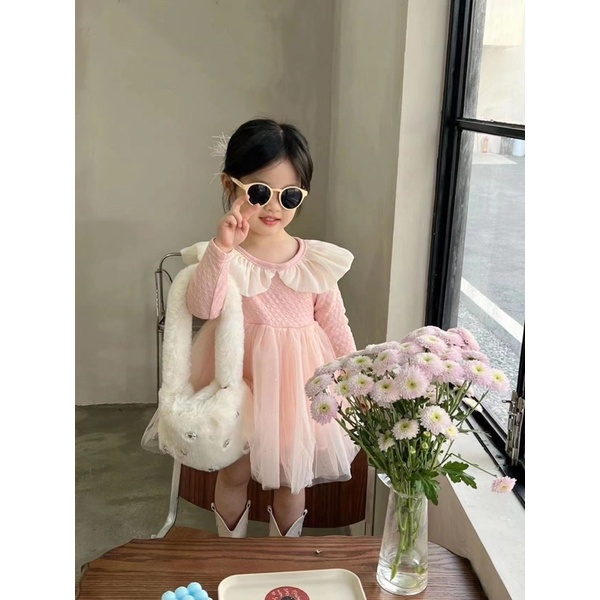 Đầm Công Chúa Hồng Ren Có Lót Bé Gái (10-22kg)