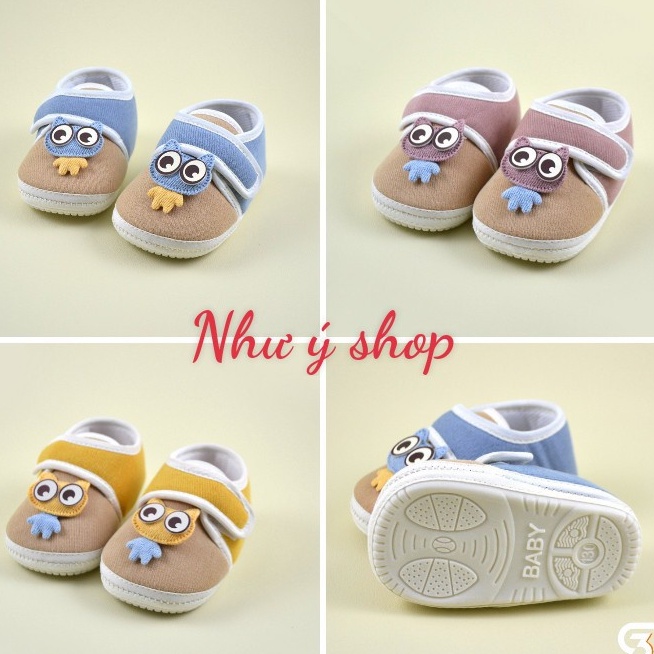 [B39 - Siều Mềm] Giầy Tập Đi Cho Bé Đế Mềm, Êm Chống Trơn Trượt, Quai Ngang Gắn Hình Dễ Thương Cho Bé Trai Bé Gái