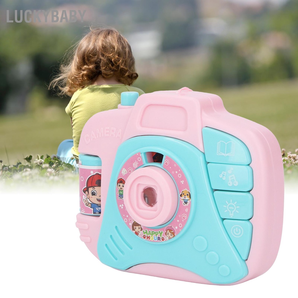 LUCKYBABY Đồ chơi máy ảnh chiếu hoạt hình di động có đèn và nhạc để học sớm