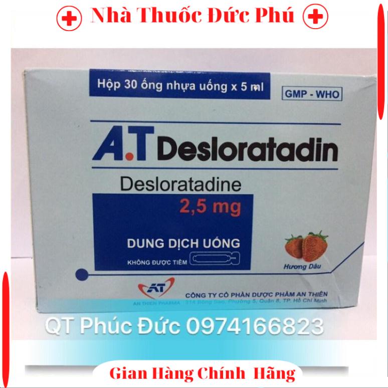 ✅✅A.T Desloratadin hỗ trợ giảm tiết sổ mũi ,nghẹt mũi ,mẩn ngứa hộp 30 ống b .