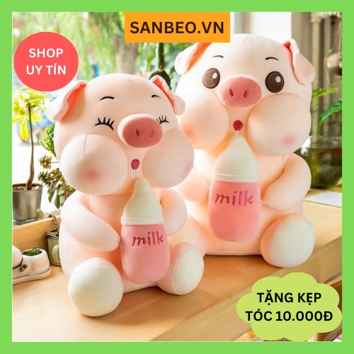 Heo ôm bình sữa lợn bú bình, mẫu thú nhồi bông siêu cute hàng cao cấp mềm mịn - SANBEO.VN