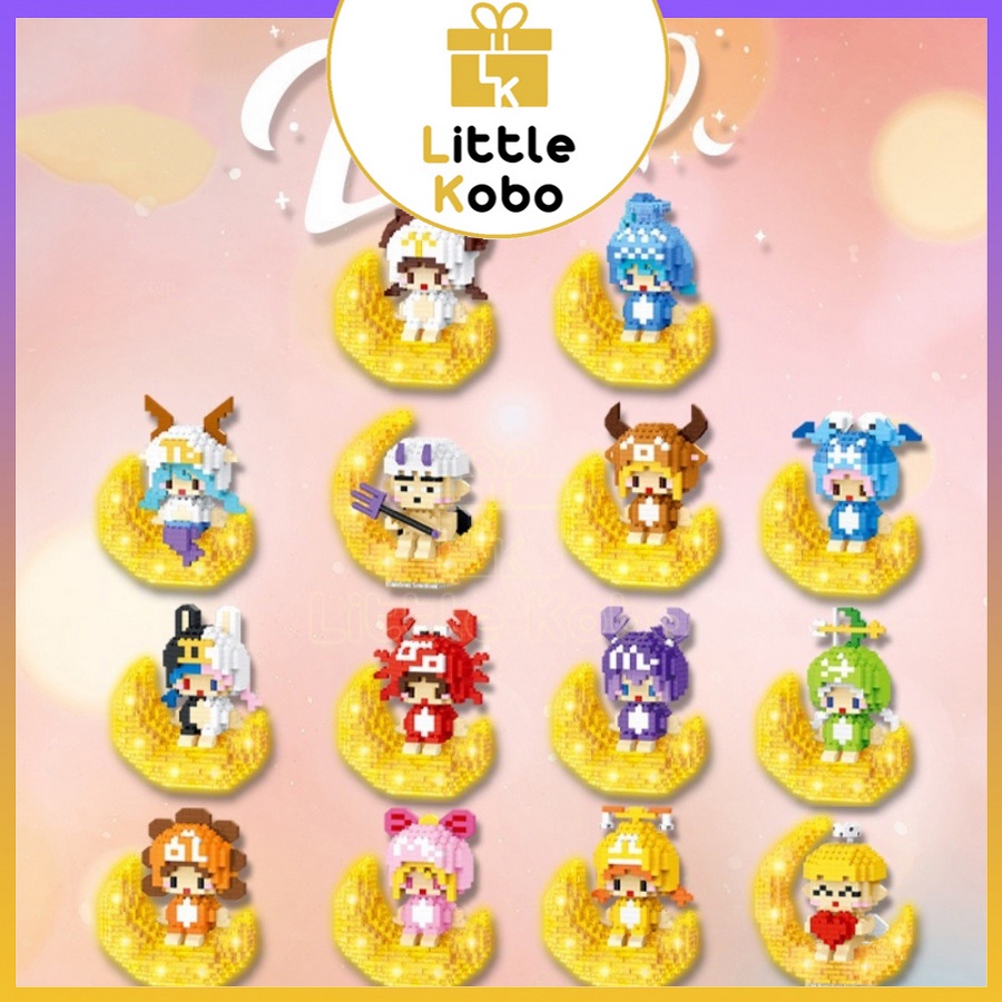 [Có Đèn] Mô Hình Lắp Ráp 12 Cung Hoàng Đạo 12 Chòm Sao Đồ Chơi Trẻ Em Lắp Ghép Xếp Hình Chibi 3D Xả Stress Giải Trí