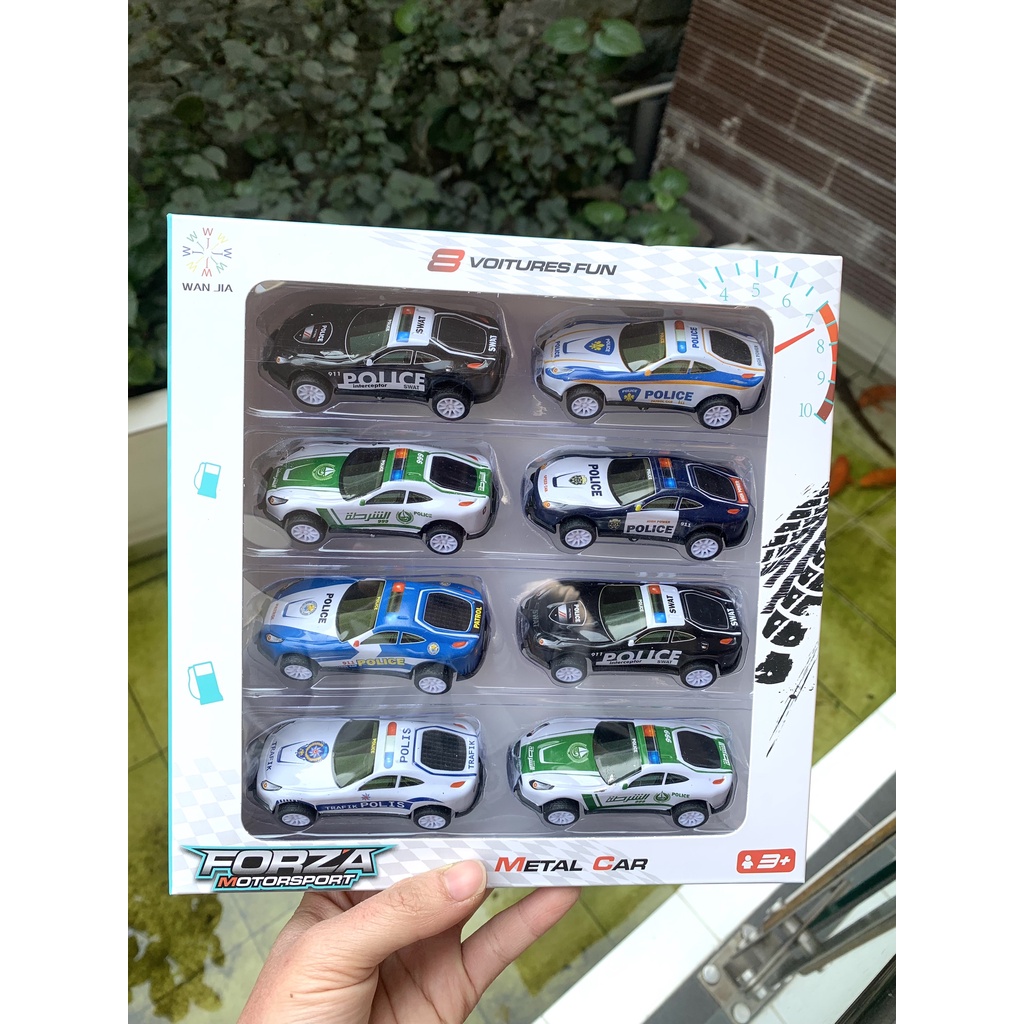 Đồ chơi xe cảnh sát, hộp 8 xe siêu đẹp dành cho các bé yêu thích xe ô tô