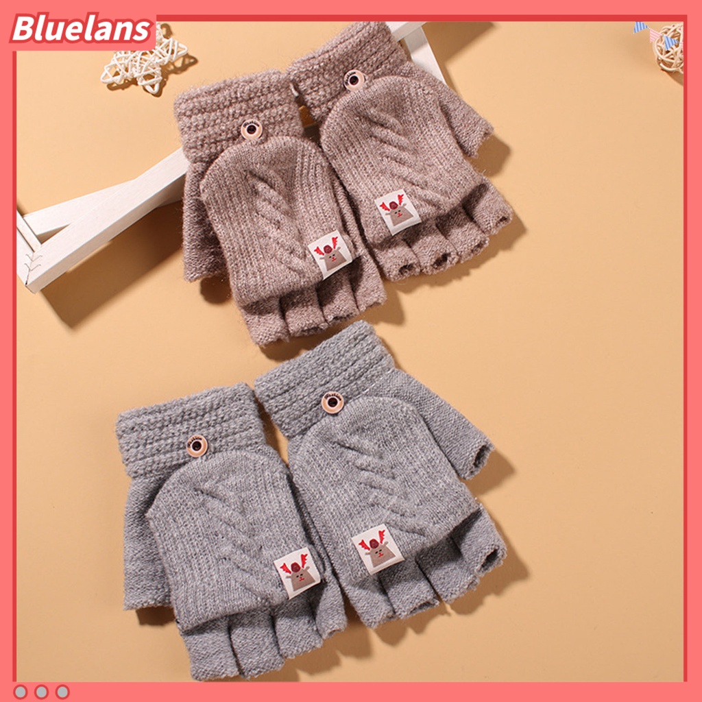 1 Đôi Găng Tay Hở Ngón Bằng Vải Dệt Kim Ấm Áp Sử Dụng Hàng Ngày