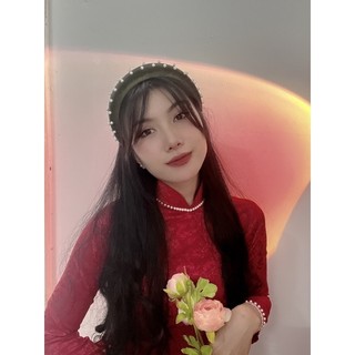 Băng đô nhung đính hạt mấn mặc áo dài