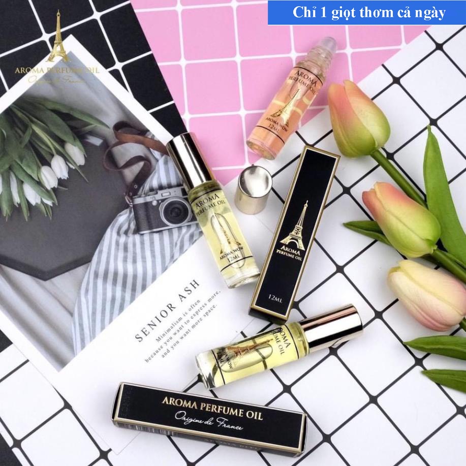 Nước Hoa Nam - Nữ Thơm Lâu Aroma Perfume Paris (Lưu Hương 12-18 Tiếng) Dạng Lăn 12ml