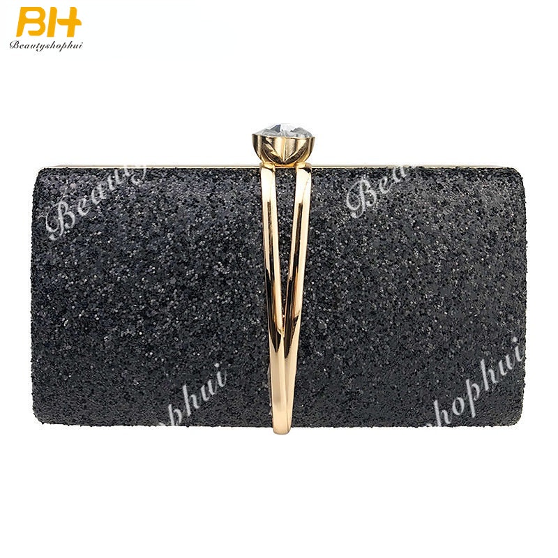 Ví Cầm Tay Hình Vuông Đính Kim Sa Lấp Lánh Phong Cách Âu Mỹ Thời Trang Cho Nữ