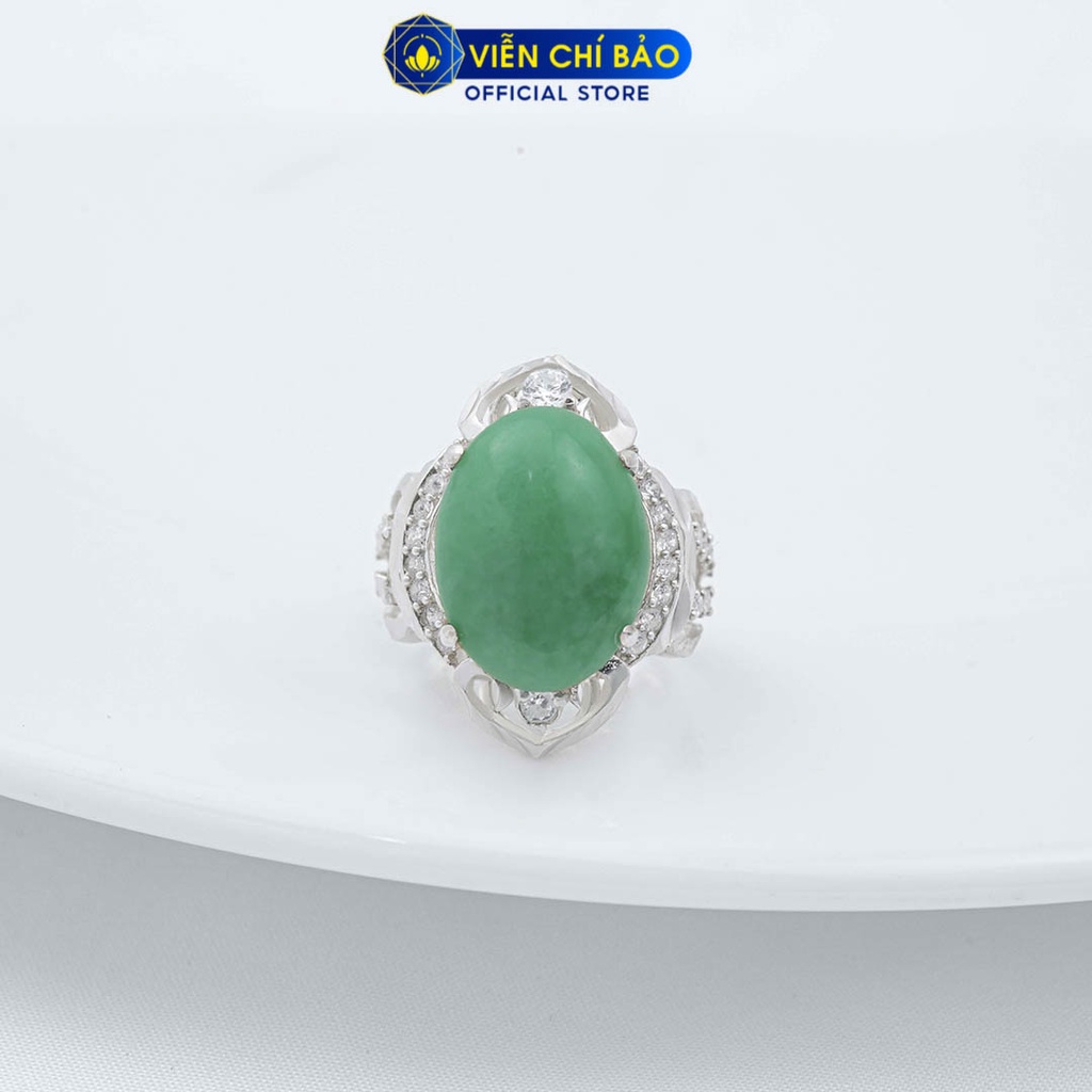 Nhẫn bạc nữ ngọc xanh chất liệu bạc 925 thời trang phụ kiện trang sức Viễn Chí Bảo N400504