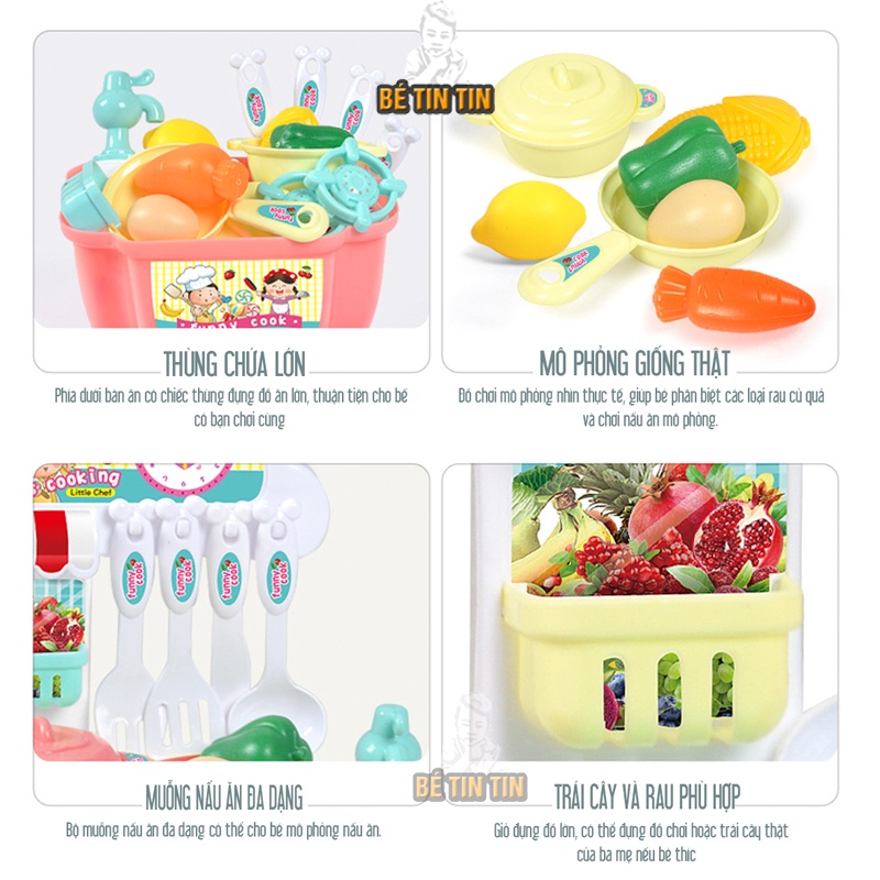 BỘ ĐỒ CHƠI NẤU ĂN, ĐỒ CHƠI NHÀ BẾP CHO BÉ, NHỰA NGUYÊN SINH, AN TOÀN