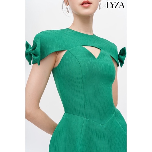 LYZA- Đầm xanh tay đính nơ Orchid Dress