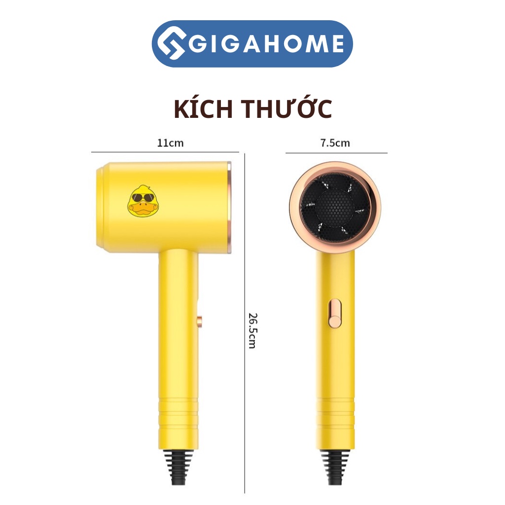 Máy Sấy Tóc Nóng Lạnh 3 Chế Độ Gió, 2 Chế Độ Sấy Hình Vịt Vàng GIGAHOME 10912