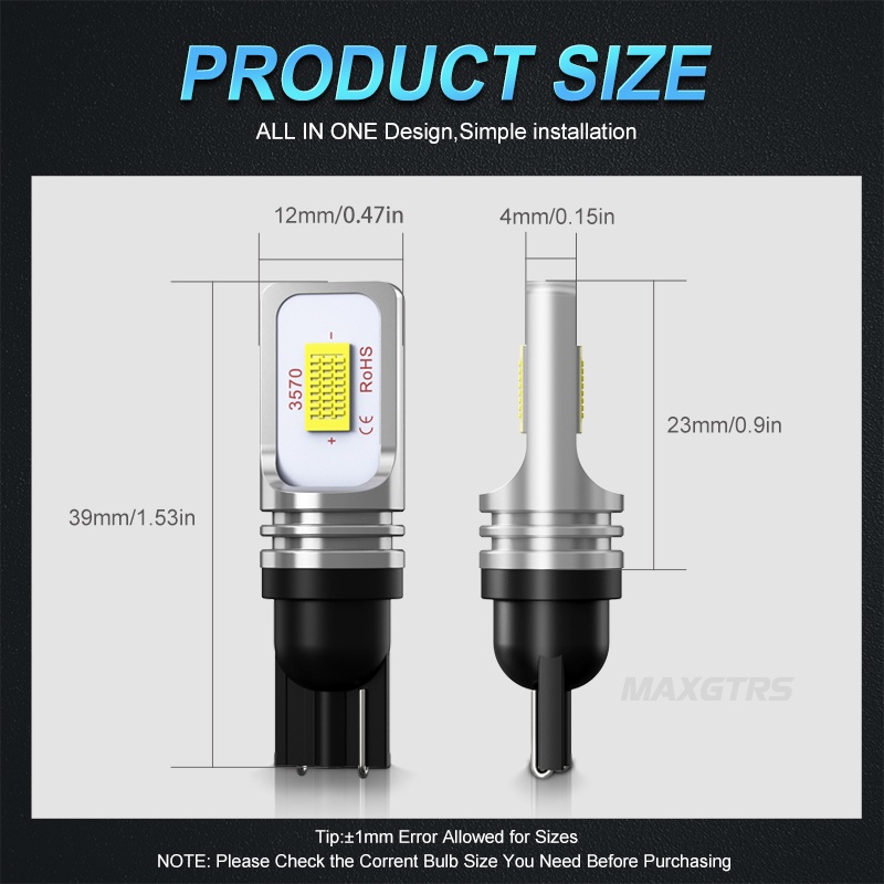 Bóng ĐèN LED Tự ĐộNg Thay Thế CANBUS W5W 168 194 3570 Chip T10 72W
