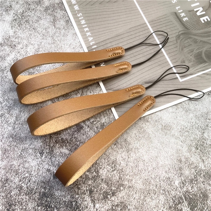 Dây Đeo Điện Thoại / Chìa Khóa Bằng Da Bò Thật Handmade Đơn Giản Thông Dụng