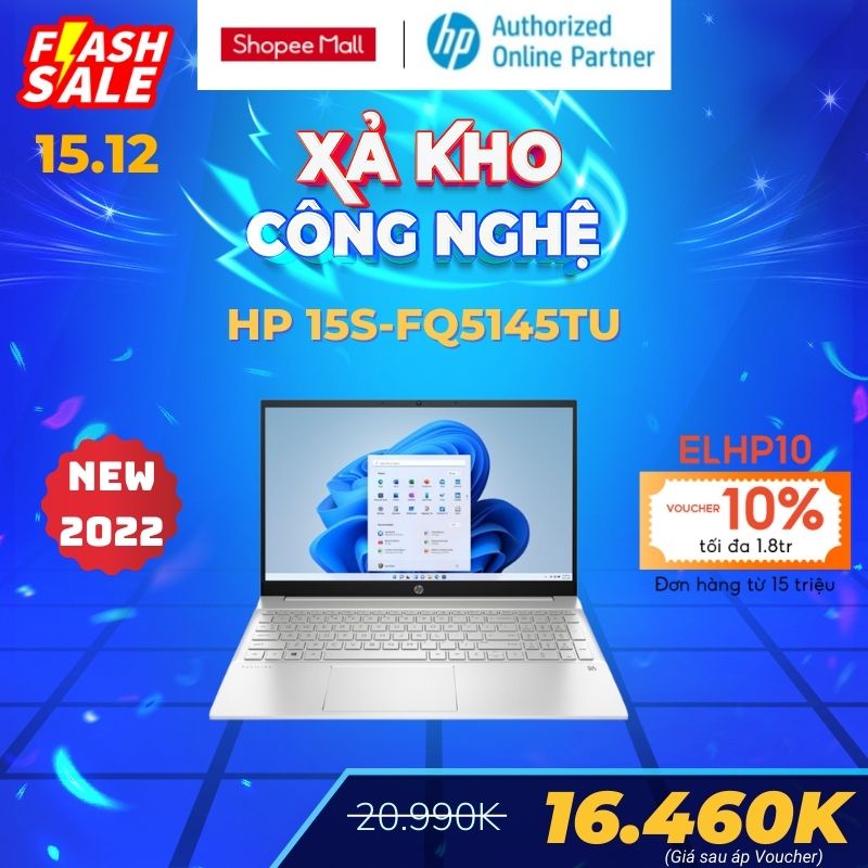 Laptop HP 15s-fq5145TU (Core i7 - 1255U | 15.6" FHD) - Intel Gen 12 - New 2022