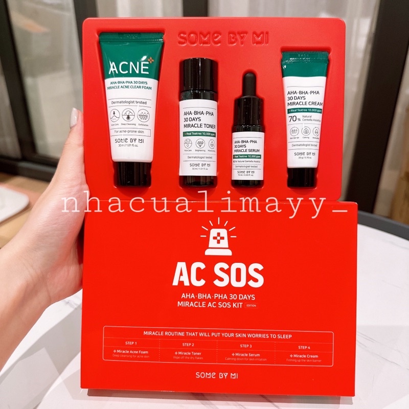 Bộ kit 4 món dưỡng da giảm mụn Some By Mi AHA-BHA-PHA 30 Days Miracle AC SOS Kit