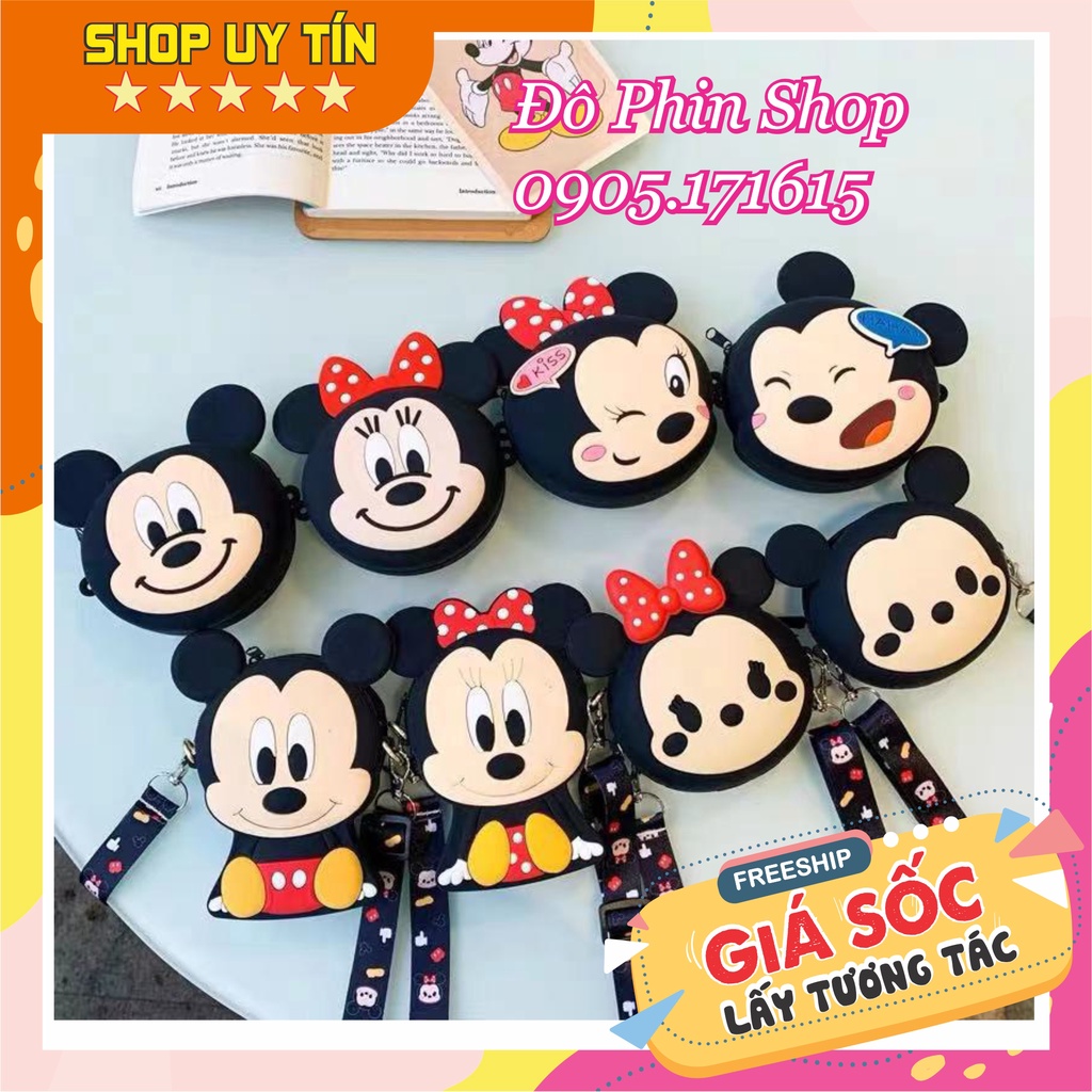 [Mới 2023] Túi xách đeo chéo silicon hình mickey minnie thời trang dễ thương