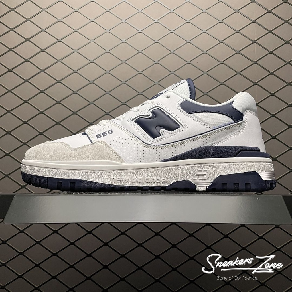 Giày Thể Thao Nam Nữ New Balance 550 'White Navy' NB 550 Màu Trắng Xanh Tím Than Cực Phong Cách Năng Động Sneakers World