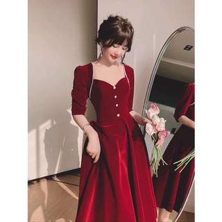 Đầm nhung viền ren _ D201