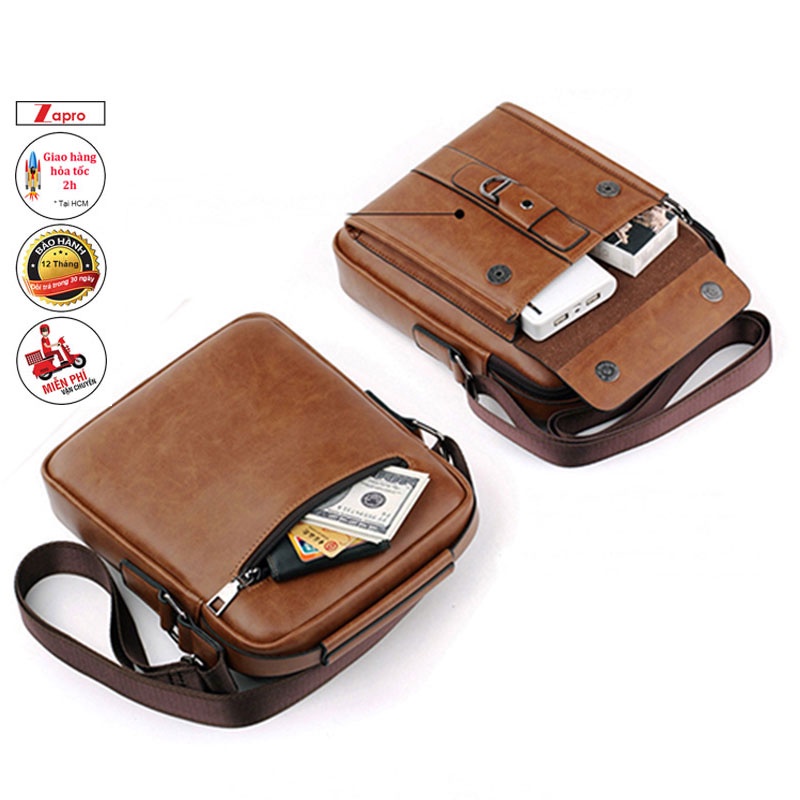 Túi Đeo Vai Da Thời Trang Đẹp Túi Chéo Nam Cao Cấp Dáng Hộp Đa Ngăn SG148