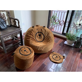 ghế lười hình dâu tây chất liệu băng lông nhung gồm 2 lớp có hạt xốp