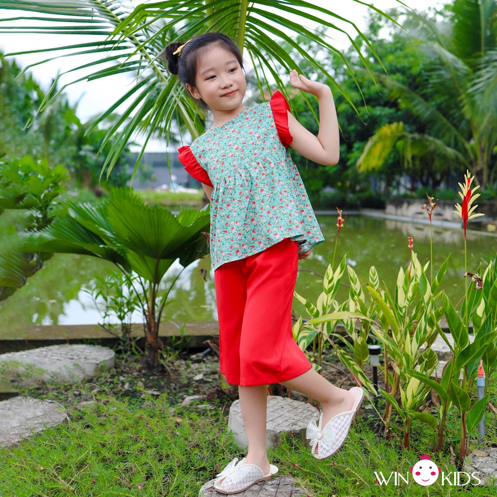 Đồ bộ bé gái hoa nhí nhiều màu áo croptop Thời trang trẻ em Winkids chuyên quần áo bé