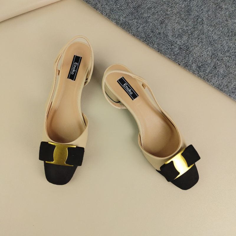Giầy slingback cao gót enako tp13640- mũi vuông gót trụ cao 4cm