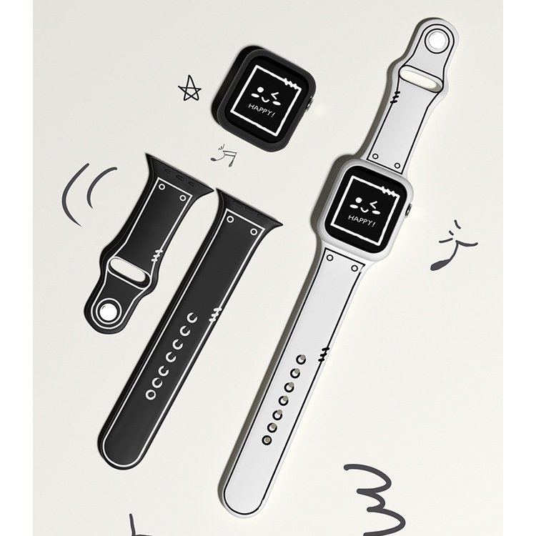 Dây Đeo Đồng Hồ Bằng Silicone 7 8 45MM 41MM Cho iWatch SE 6 5 4 3 44MM 40MM 42MM 38MM