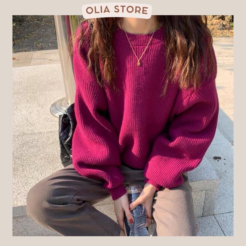 Áo len basic trơn nhiều màu oversize Olia