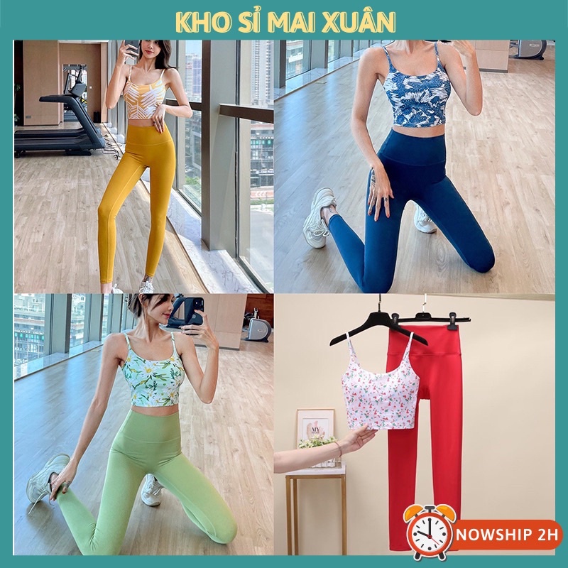 Bộ tập Gym Yoga,Set bra họa tiết chất thun poly êm mịn, co giãn 4 chiều -Kho Sỉ Mai Xuân