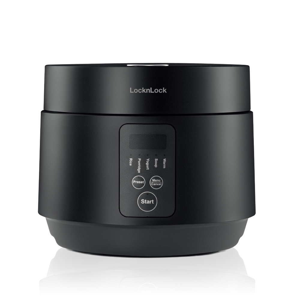 Nồi cơm điện LocknLock Compact Rice Cooker 1.2L màu đen EJR346BLK có 5 chế độ nấu đa năng - K-MALL