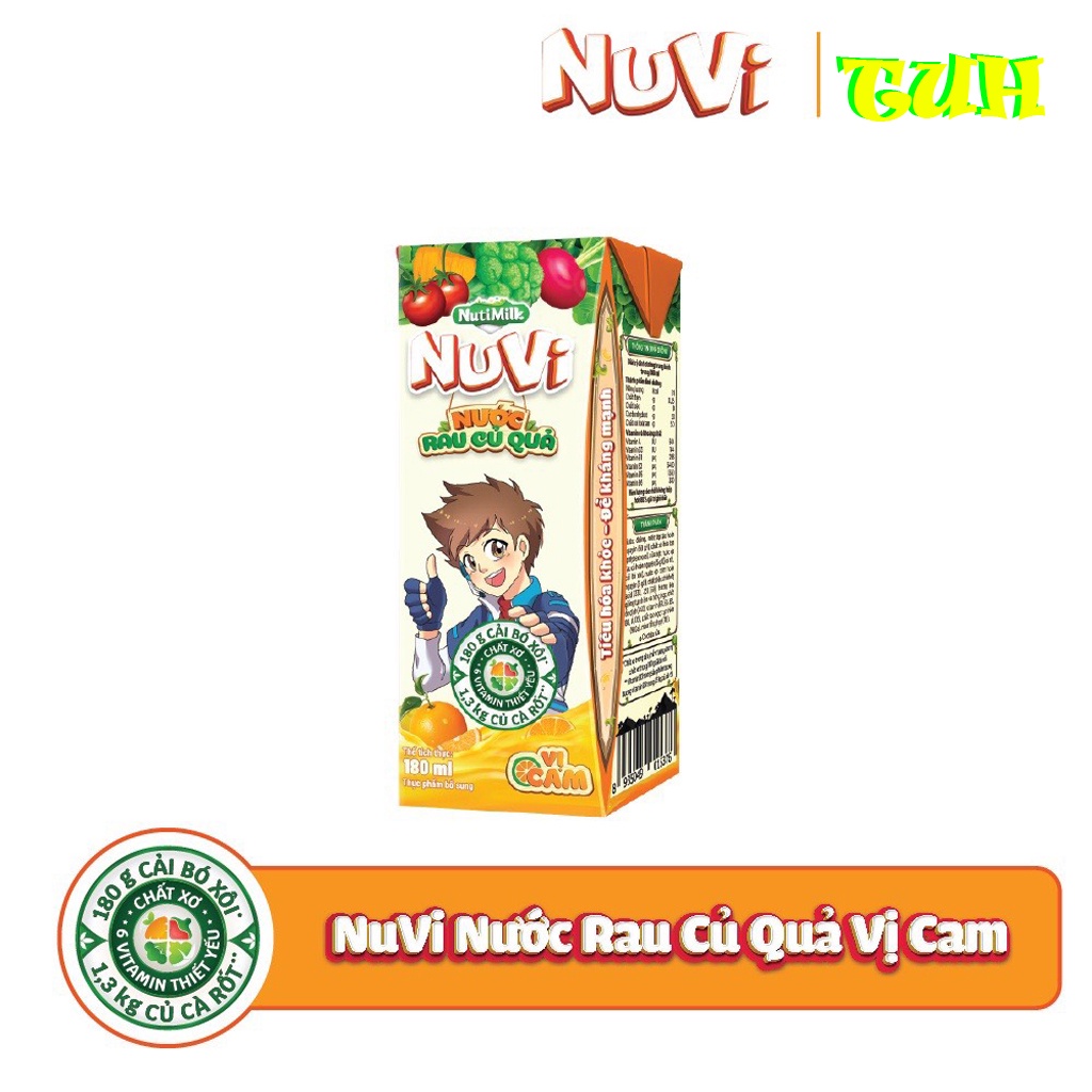 Thùng 48 Hộp NuVi Nước Rau Củ Quả-Vị Cam 180ml-TUH