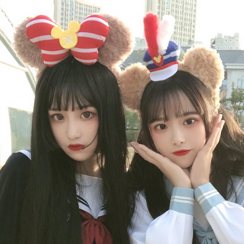 DISNEY Băng Đô Cài Tóc Đính Nơ In Hình Chuột Mickey / Minnie StellaLou Linaell Cho Nữ