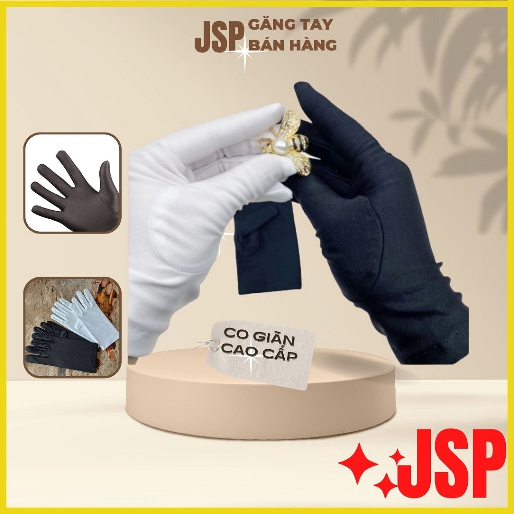 Găng tay chup ảnh cotton bao tay bán hàng co giãn chụp ảnh phụ kiện bán hàng trang sức đá quý JSP