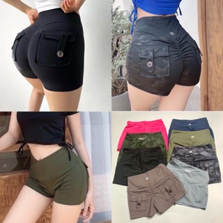 Quần Đùi Short Thể Thao Nữ Chun Mông Có Túi Vải Thun Lạnh Co Giãn Tốt Tập Gym Yoga