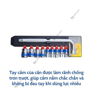 Bộ đầu tuýp Cần L 10 món LS+