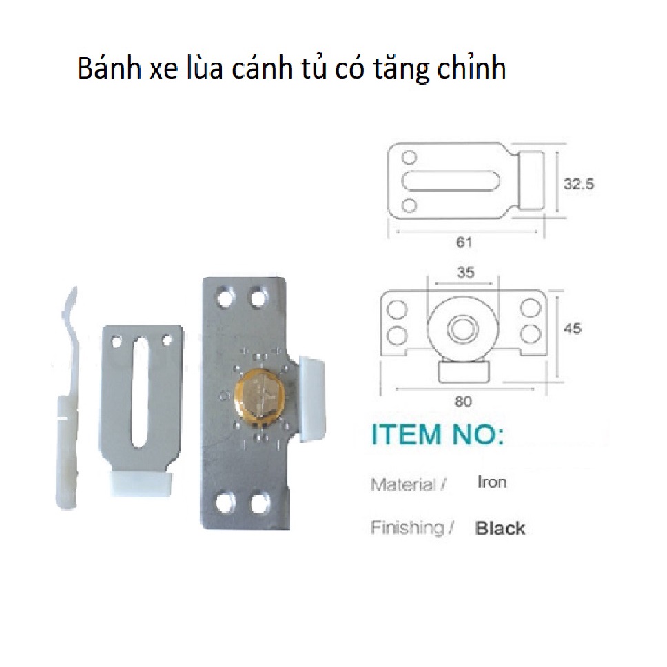Combo 4 Bộ Bánh xe lùa có tăng chỉnh.