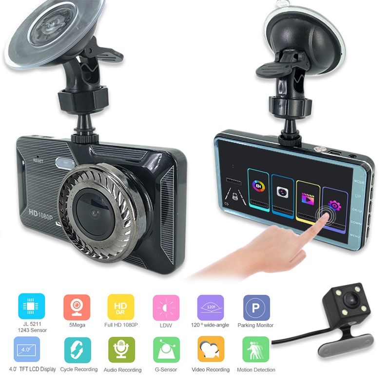 Camera Hành Trình Màn Hình Cảm Ứng 4 Inch HD 1296P / 1080P DVR 170 Độ Cho Xe Hơi