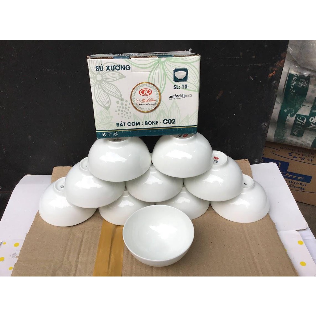 Combo 10 chén sứ cao cấp Minh Châu loại 1 sứ xương 11cm