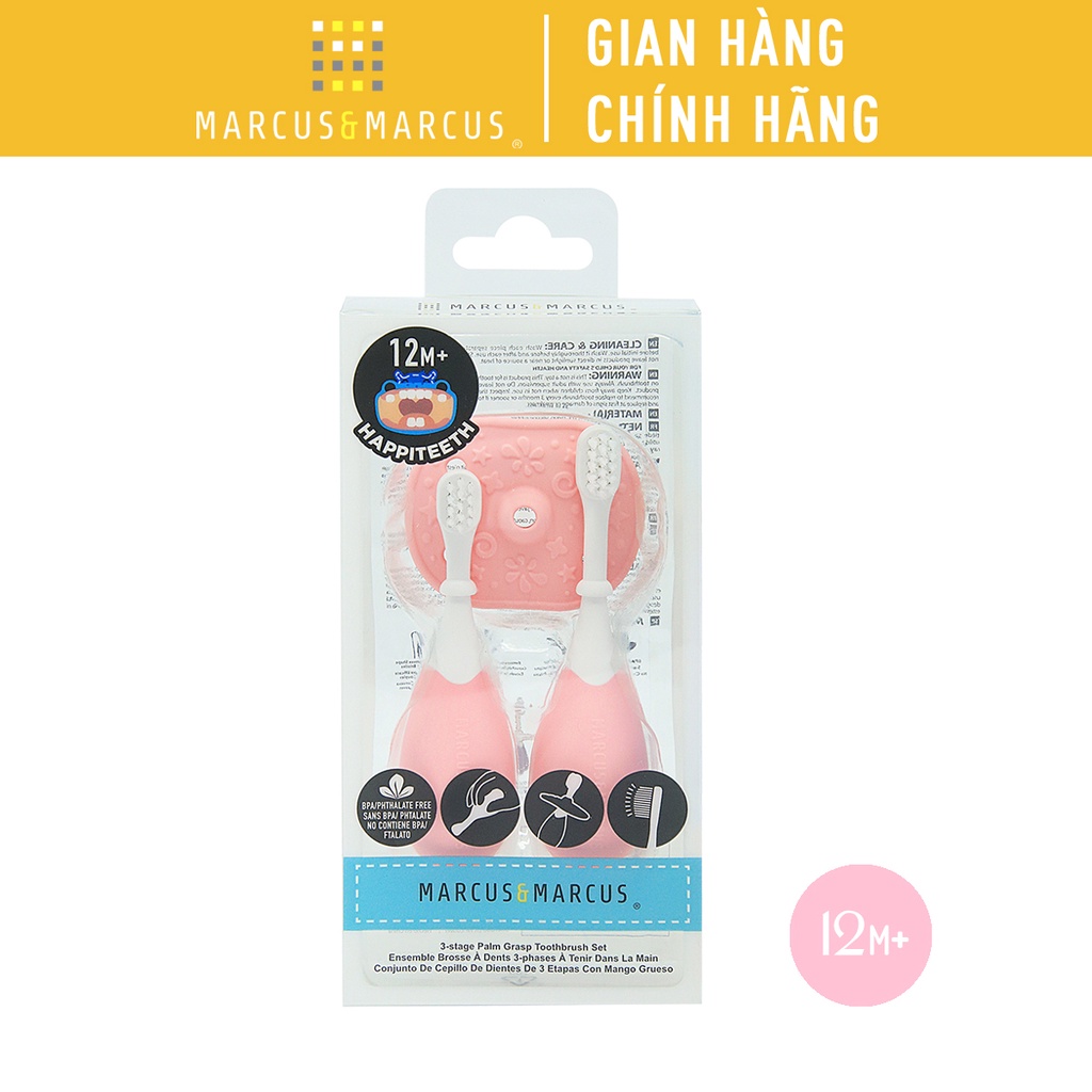 Bộ bản chải tập đánh răng cho bé Palm Grasp Marcus & Marcus, từ 12 tháng - Hồng