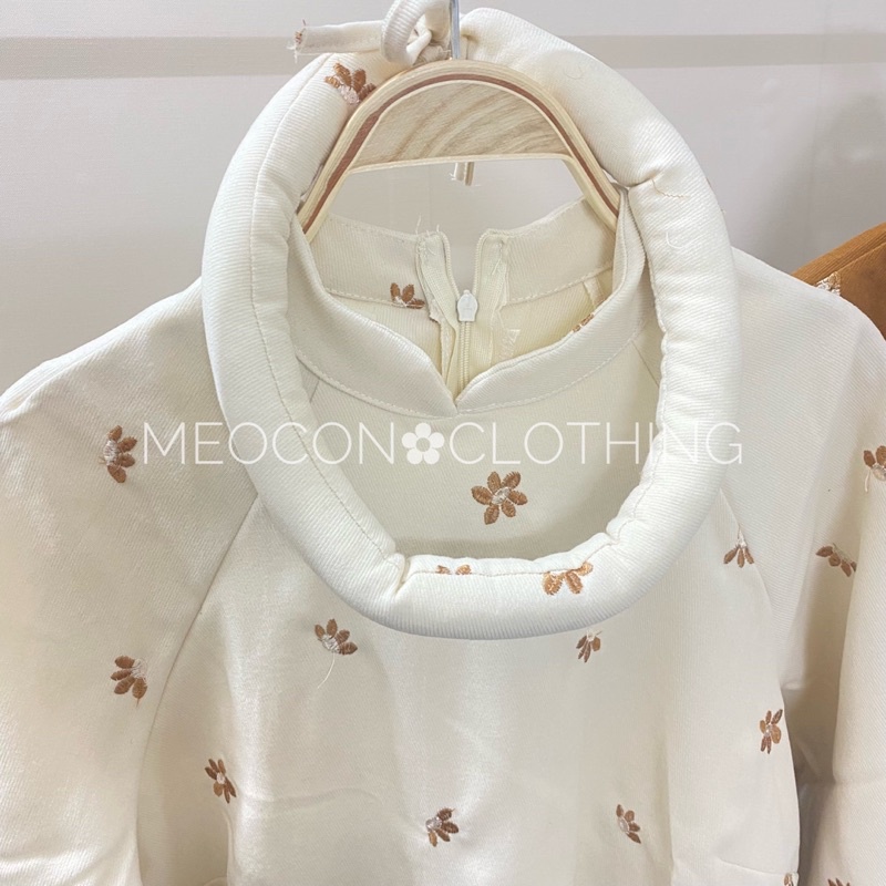 Áo dài “TRÚC ANH”  - Áo dài nhung lì thêu hoa vintage kèm mấn