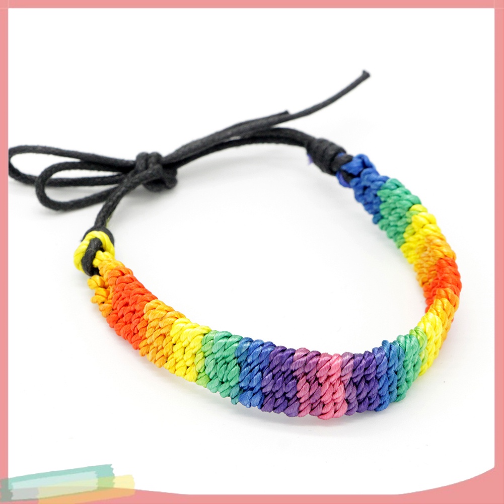 Vòng tay dây bện nhiều lớp màu cầu vồng biểu tượng LGBT độc đáo