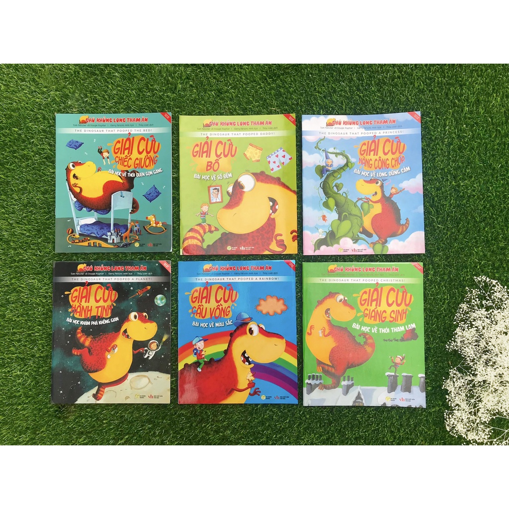 Sách - Chú khủng long tham ăn - bộ 6 cuốn giáo dục tính cách - Phiên bản song ngữ Anh - Việt