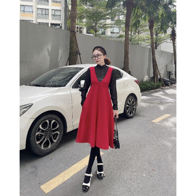 Đầm yếm nhung xuất Nhật