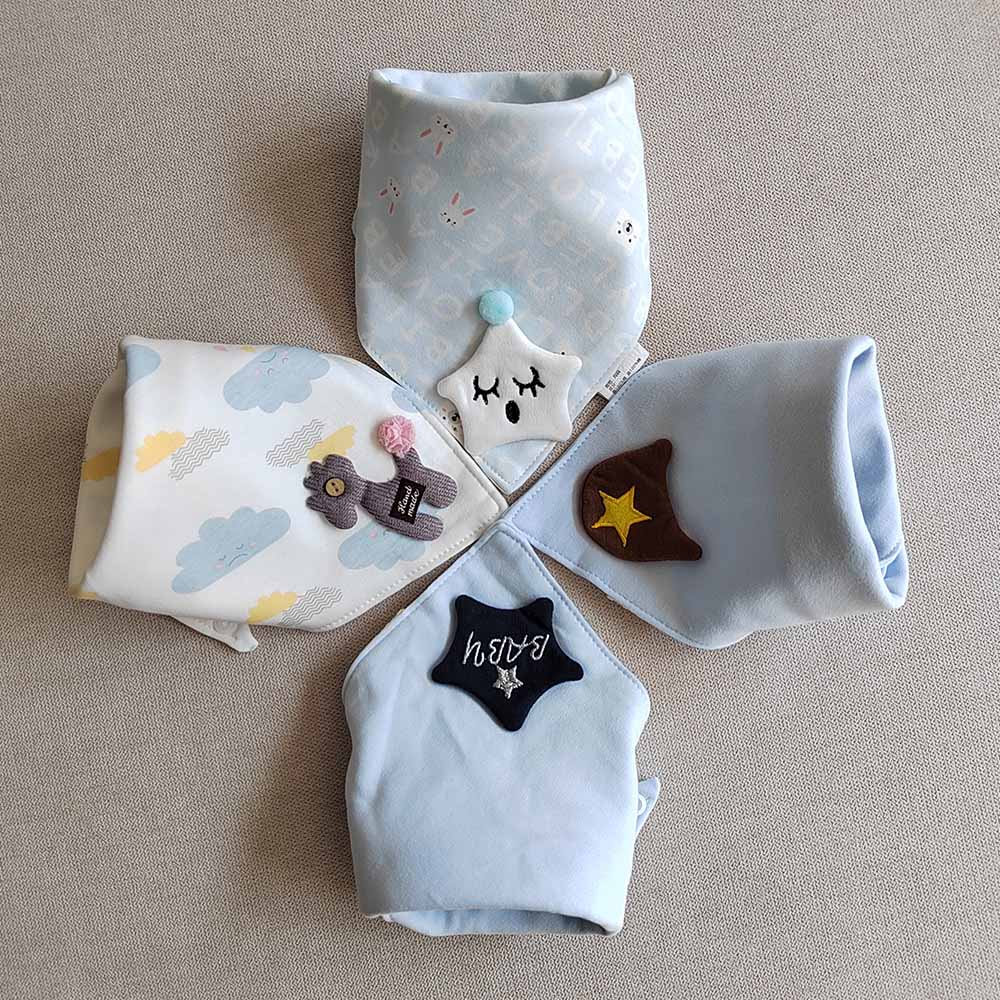 Set 4 Yếm Ăn Cotton Xinh Xắn Dành Cho Các Bé