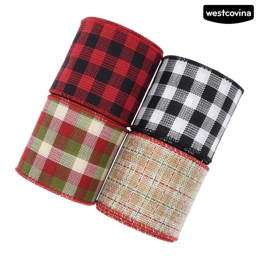 [WEST]⚘Cuộn Dây Ruy Băng Dày 63mm Họa Tiết Sọc Caro Cổ Điển Chống Dao Dùng Gói Quà Giáng Sinh DIY