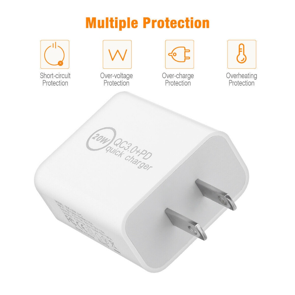 Goojodoq Bộ Chuyển Đổi Nguồn Điện PD 20W Bộ Sạc Tường Nhanh QC 3.0 Cho Android Cáp USB-C Rất Nhiều