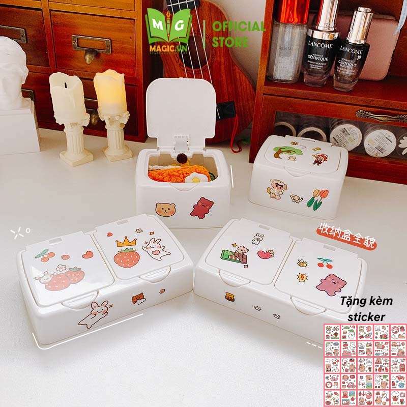 Hộp Nhựa Đựng Đồ Mini Có Nắp Cute Magic Hộp Đựng Trang Sức,Phụ Kiện, Sticker, Washi Tape Decor Bàn Học,Bàn Làm Việc HD01