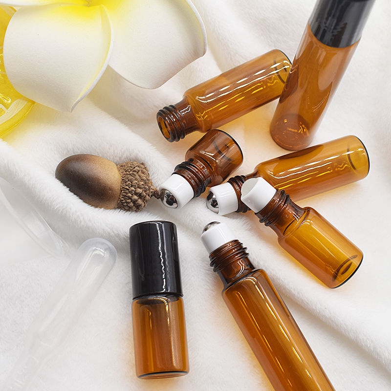 ☂Con Tàu Ngầm Cuộn Tròn☂Lọ Thủy Tinh Rỗng Dạng Lăn Dung Tích 5ML 1ml Đựng Mẫu Thử Nước Hoa Chống Ánh Sáng